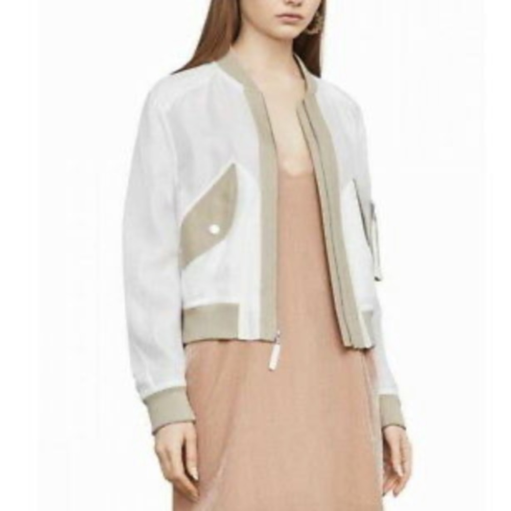 BCBG Maxazria mesh bomber jacket
